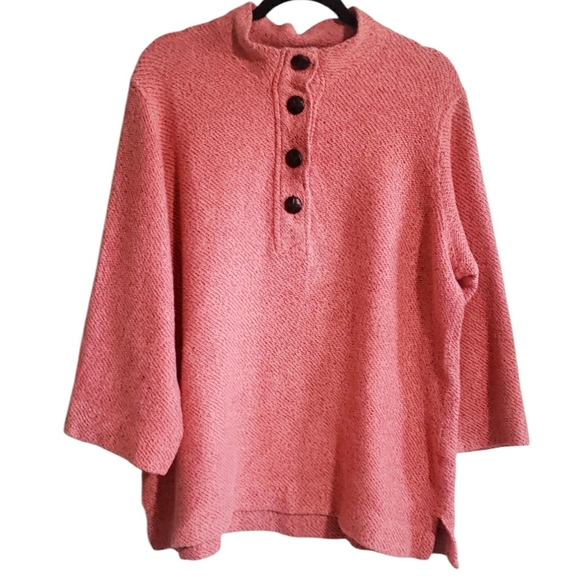 Soft Surroundings Top Womens PXL Coral Pink Oversized Boxy Lagenlook Tunic - Picture 3 of 11
